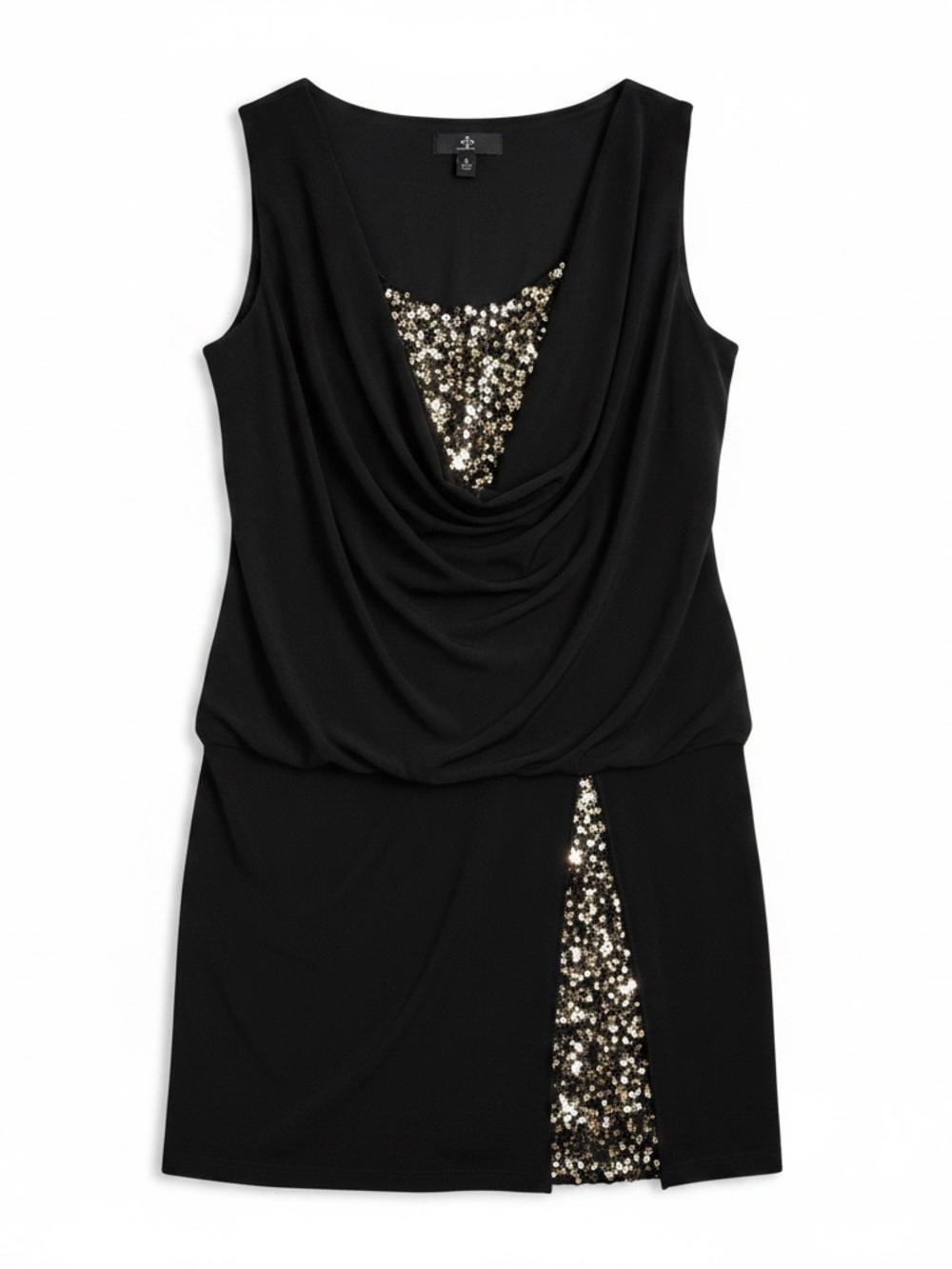 Ronni Nicole Black Cocktail Dress with Gold Sequin Inset - Picture 1 of 6